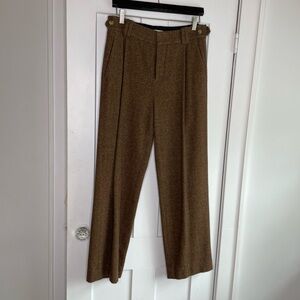 Vince Brown Trousers with Pleats and Textured Fabric